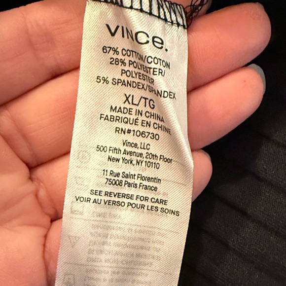 Vince Black Ribbed Short Sleeve Top - size XL - Picture 3 of 5